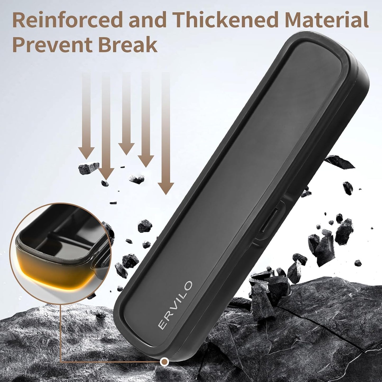 Travel Utensils with Case, Stainless Steel Camping Cutlery Set, Reinforced Case with Snap-Lock Closure, Include Fork Spoon Knife Chopsticks, Portable Lunch Box Silverware for Picnic Office, Black