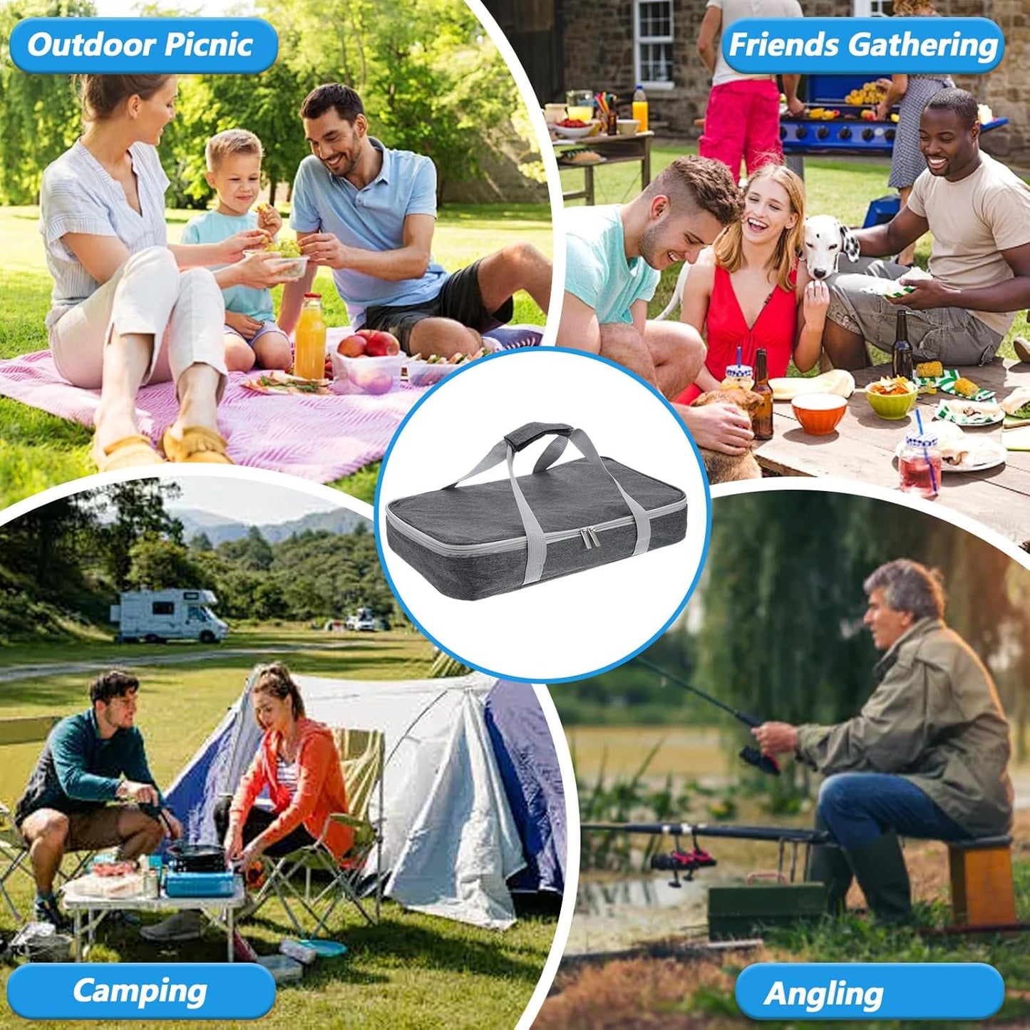 Glass Baking Dish with Lid 9 x 15 Inch Glass Casserole Dish with Carrier Insulated Casserole Bag for Oven Potluck Party Picnic Cookouts