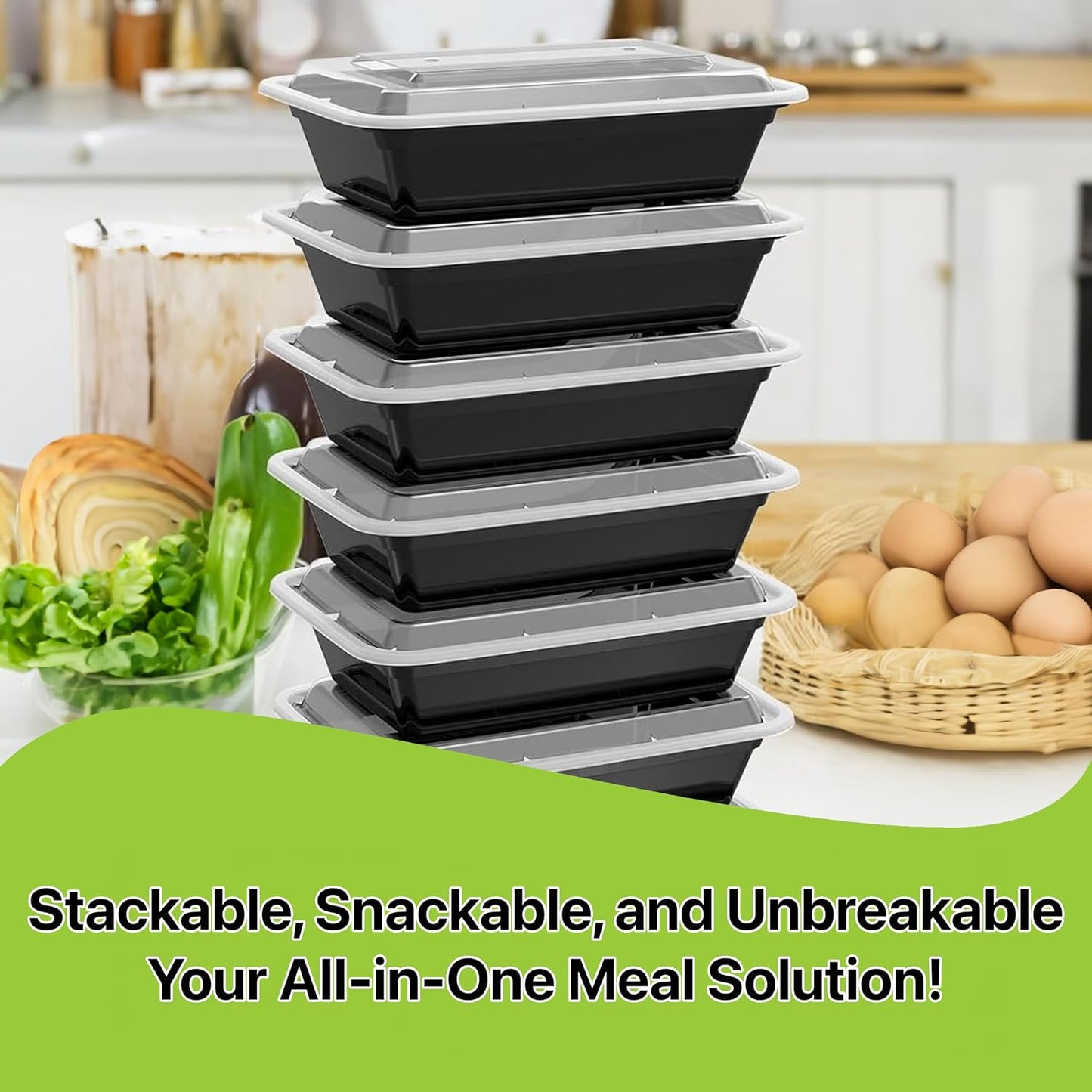 Meal Prep Containers [10 Set] 38 oz with Lids, 1 compartment, Stackable, Reusable, Leakproof, Food Safe, Microwave, Freezer & Dishwasher Safe for Food Prep Storage Bento Box (10 Set, 38 oz)