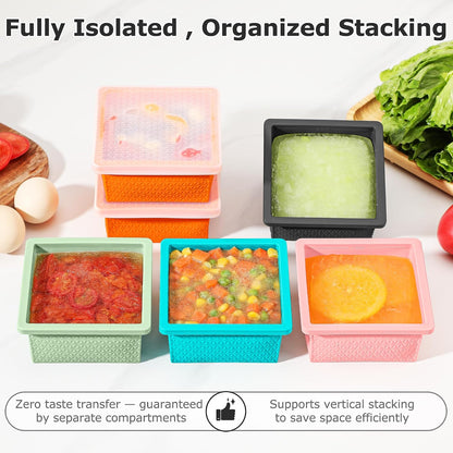 Silicone Freezer Molds for Soup Cube - 2-Cup Freezer Storage Container Tray with Lid,4 Pack Stackable Ice Cube Trays for Portion Control,Food Storage Meal Prep,Oven & Dishwasher Safe