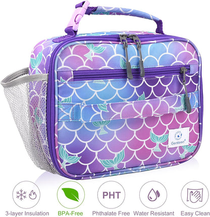 Genteen Lunch Box Kids, Insulated Lunch Bag Kids Boys Girls Back to School, Soft Lunch Box for Men Reusable Lunchbox for Office,Outdoor,School (Black)