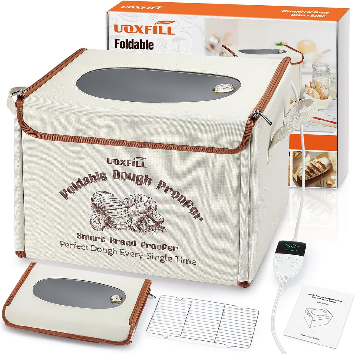 Folding Bread Proofing Box with Temp Control & 4H Auto Shut Off 48H Timer
