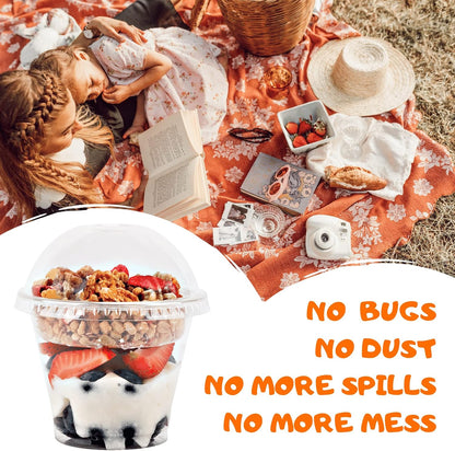 Aatriet 12 oz Clear Plastic Parfait Cups with Insert 3.25oz & Dome Lids No Hole - (20 Sets) Yogurt Fruit Parfait Cups, for Dips and Veggies, Take Away Breakfast and Snacks. No Leaking