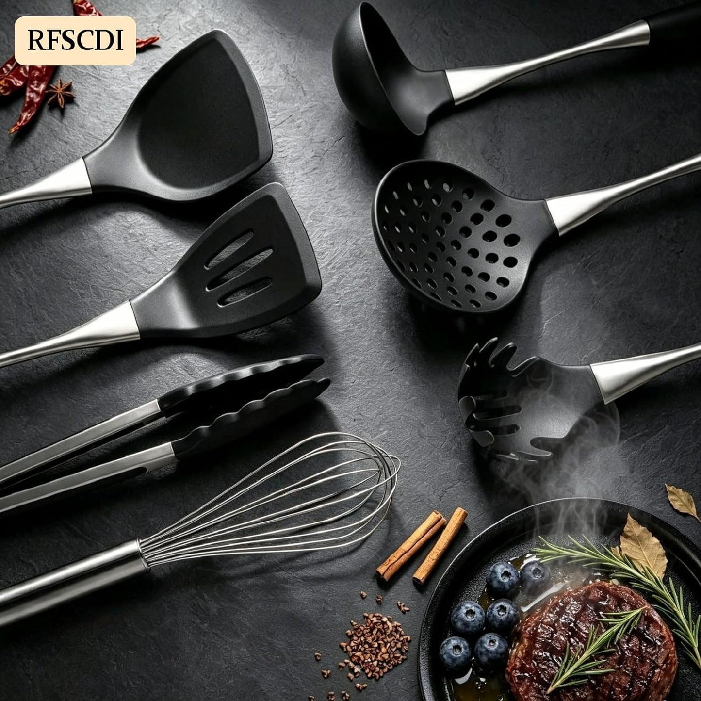 White Silicone Cooking Utensils Set-Non-Toxic, Heat Resistant, BPA Free Kitchen Utensils Set with Spatula, Spoon, Whisk & Tongs-Non-Stick& Dishwasher Safe for Nonstick Cookware