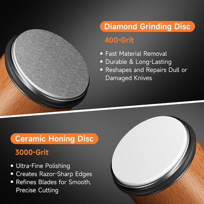 Rolling Knife Sharpener with Diamond & Ceramic Disc, Classic Kit