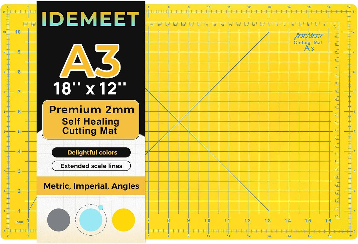 Self Healing Cutting Mat 18" x 12", A3 Double-Sided for Quilting & Sewing, Non-slip, 5-Ply Rotary Cutting Mat for Crafts Cutting Fabric Scrapbooking, and Small Modeling Projects, Anthracite Gray