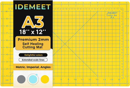 Self Healing Cutting Mat 18" x 12", A3 Double-Sided for Quilting & Sewing, Non-slip, 5-Ply Rotary Cutting Mat for Crafts Cutting Fabric Scrapbooking, and Small Modeling Projects, Anthracite Gray