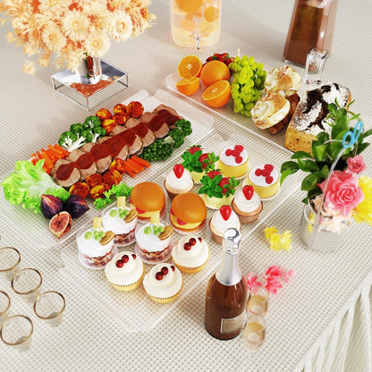 Bakzon 3 Piece Cupcake Stand, Acrylic Dessert Table Display Set, Clear Square Serving Trays for Birthday, Wedding, Baby Shower