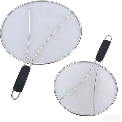 Premium Stainless Steel Grease Splatter Screen for Frying Pans & Cooking Pots, Fine Mesh Oil Splatter Guard with Comfort Grip Handles, 3 Size Set (9.5/11.5/13 Inches) (9.5/11.5inches)