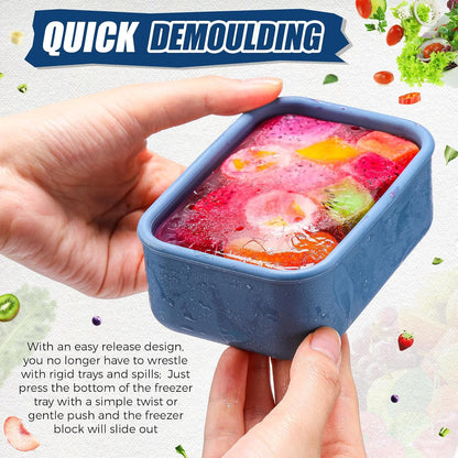 Nuogo 8 Pcs 1 Cup Silicone Freezer Containers with Lid Soup Freezer Molds Silicone Soup Containers Rectangle Trays Reusable Food Preserving Tray Ice Trays for Soups Sauces Stews(Green)
