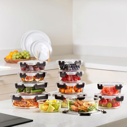 Sorbus 16pc (8 Rectangular 35oz Food Storage Containers and 8 Airtight Lids) – 4.4 Cup Glass Meal Prep Containers, Dishwasher, Freezer, and Oven Safe – Reusable Glass Food Containers for Meal Prep