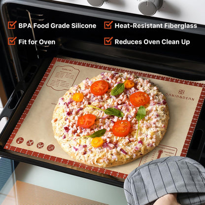 Silicone Baking Mat,28" x 20" Extra Thick Large Non Stick Sheet Mat with Measurement Non-slip Dough Rolling Mat,Reusable Food Grade Silicone Counter Mat for Making Cookies,Macarons,Bread and Pastry