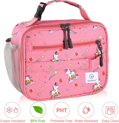 Genteen Lunch Box Kids, Insulated Lunch Bag Kids Boys Girls Back to School, Soft Lunch Box for Men Reusable Lunchbox for Office,Outdoor,School (Black)