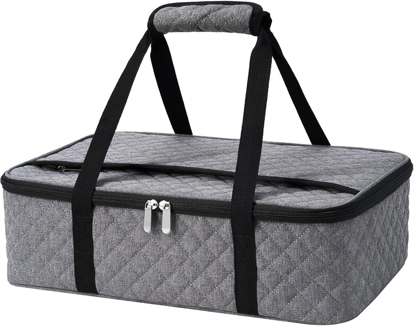Insulated Casserole Carrier Portable Food Tote for Hot or Cold – Fits 9"x13" Baking Dish, Lasagna Holder for Parties, Picnic, Travel, Beach - Black