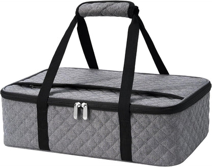 Insulated Casserole Carrier Portable Food Tote for Hot or Cold – Fits 9"x13" Baking Dish, Lasagna Holder for Parties, Picnic, Travel, Beach - Black