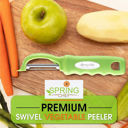 Spring Chef Premium Swivel Vegetable Peeler, Soft Grip Handle and Ultra Sharp Stainless Steel Blades - Perfect Kitchen Peeler For Veggie, Fruit, Potato, Carrot, Apple - Mango