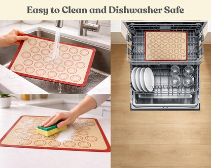 Silicone Pastry Mat with Measurements, 28 x 20 Inch Extra Thick Non-Slip Nonstick XL Baking Mat for Dough Rolling, Kneading, Fondant and Pie, Red