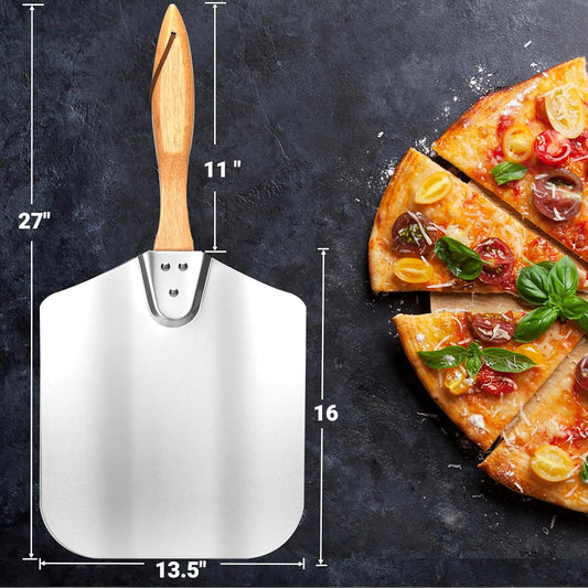Skyflame 14-Inch x 16-Inch Aluminum Pizza Peel with Wooden Handle