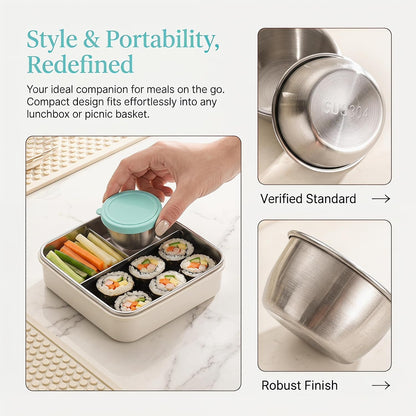 Set of 6 Stainless Pinch Bowls - 1.35 fl oz with Lids, Leakproof Reusable Mini Dipping Cups, Small Condiment Containers for Salad Dressing, Ketchup, Seasoning, 6 Colors, Dishwasher Safe