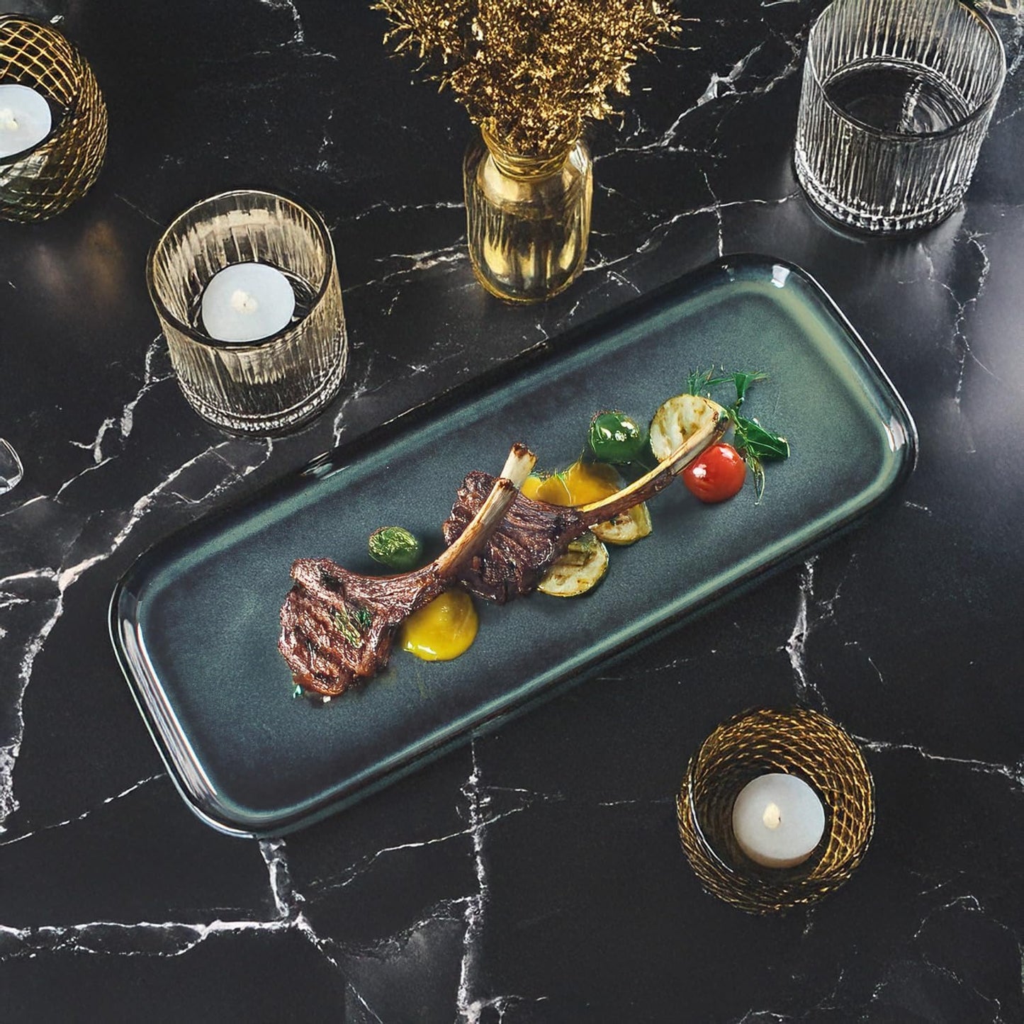 Porcelain Rectangular Plates, Large Cookie Trays, Set of 4, Shatterproof, Dishwasher-Safe, Perfect for Sushi, Baguettes, Snacks, Appetizers, Rolls, or Table Centerpieces.