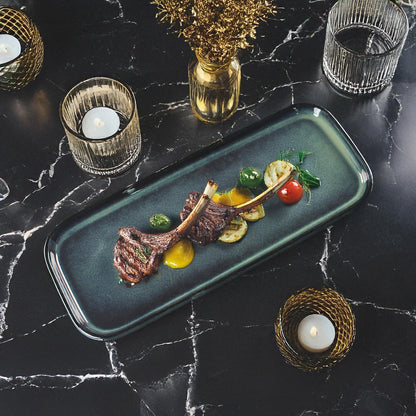 Porcelain Rectangular Plates, Large Cookie Trays, Set of 4, Shatterproof, Dishwasher-Safe, Perfect for Sushi, Baguettes, Snacks, Appetizers, Rolls, or Table Centerpieces.