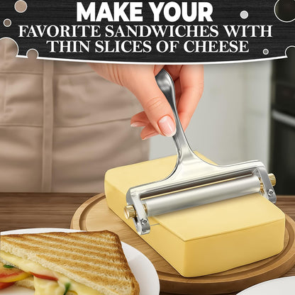 Handheld Wire Cheese Slicer with 2 Extra Wires, Thickness Adjuster