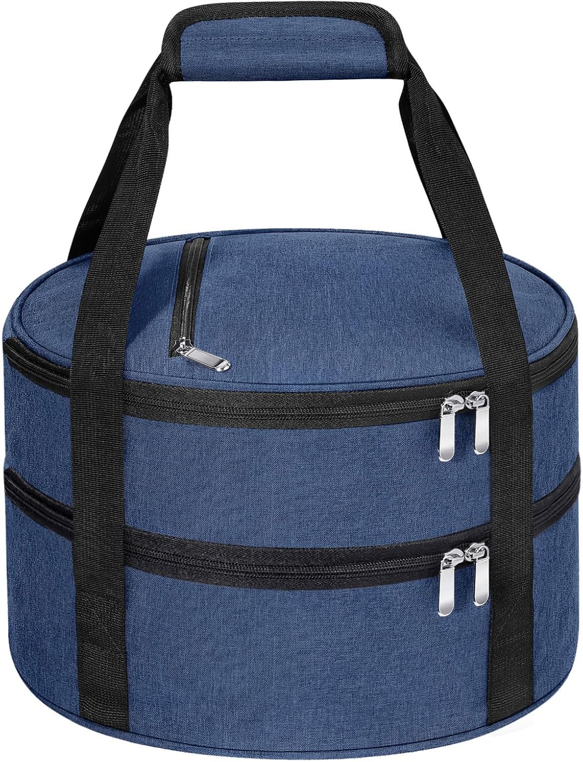 Round Insulated Casserole Carrier – 12" Portable Pie Carrier Bag for Hot or Cold Food, Leakproof Thermal Lunch Tote with Handle for Parties Picnic & Travel - Grey