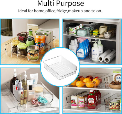 Ettori Set of 6 Clear Plastic Storage Bins - The Ultimate Pantry Organizers and Storage Solution for Kitchen, Cabinet, and Refrigerator Organization