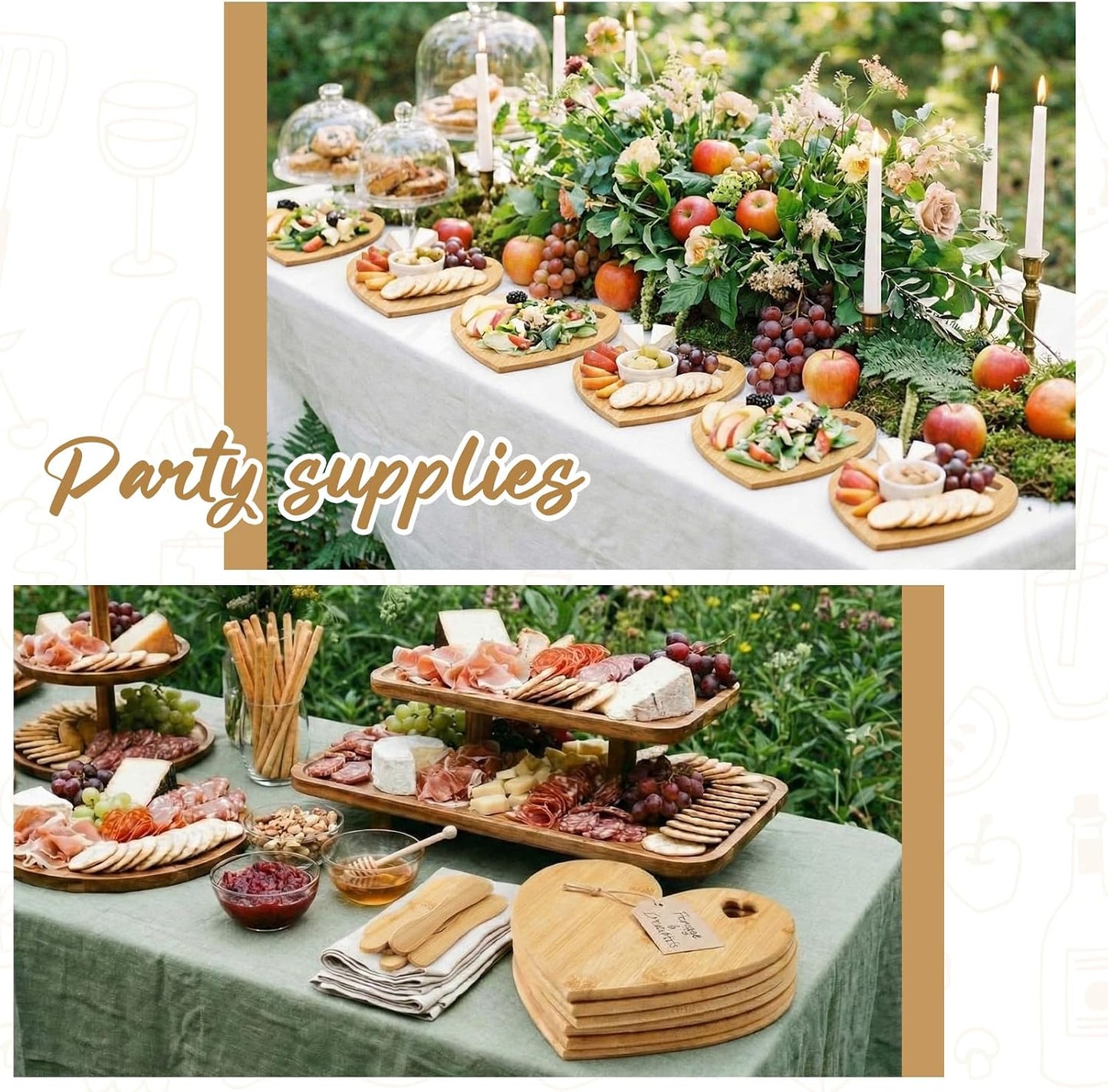 Nuenen 50 Pcs Mini Wooden Charcuterie Board Bulk, Small Wood Cutting Board for Crafts Laser Engraving with Knives Organza Bags Wedding Baby Shower Favors Gift (Square,Bamboo Color)