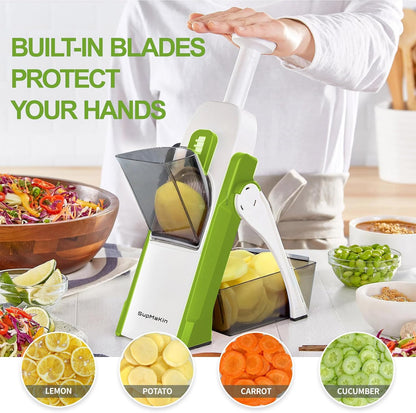 SUPMAKIN Safe Mandoline Slicer, Adjustable Vegetable Food Slicer and Chopper, Potato Fries Fry Cutter, Veggie Salad Chopper, New Kitchen Chopping Artifact Gifts 2026 (SliverGray)