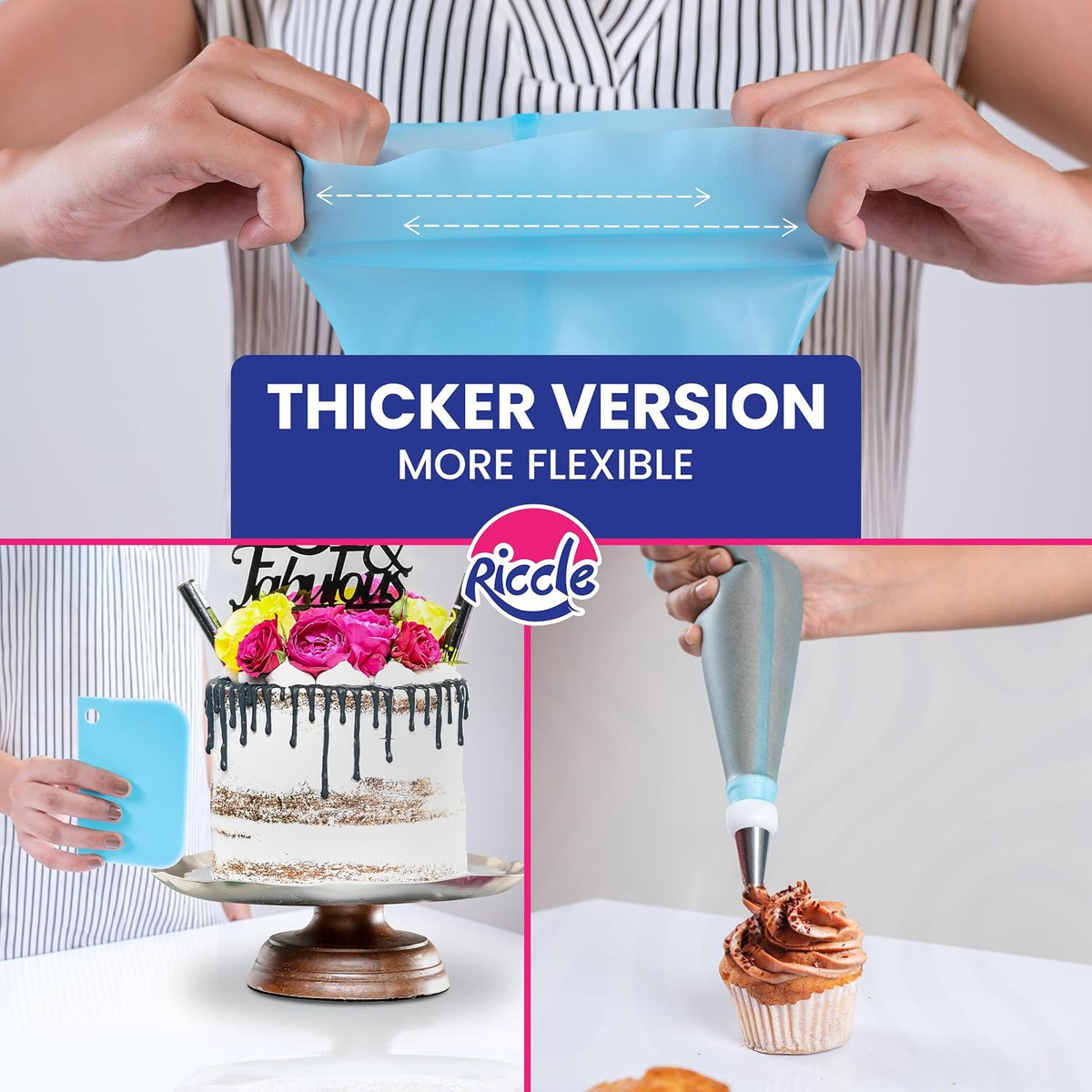 Riccle 88 pc Cake Decorating Kit & Cake Turntable -Piping Bags and Tips Set