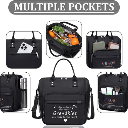 TuErCao Small Lunch Bag Lightweight Insulated Lunch Box for Women Work Portable Soft Cooler for Picnic Travel Road Trips, Loncheras para Mujer, Black