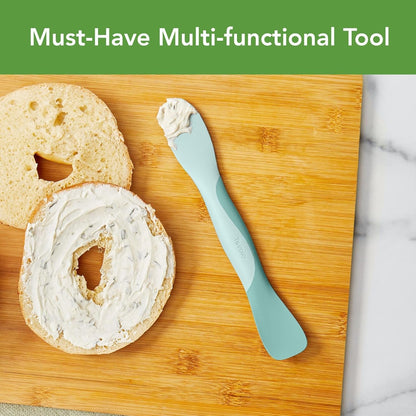 Tovolo Mini Scoop & Spread Tool for Kitchen Meal Prep Small Sandwich Spreader Spatula for Peanut Butter Jelly, Silicone BPA Free Dishwasher Safe Scooper Spreader, Aqua Seafoam Green