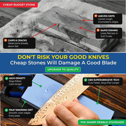 Sharp Pebble Complete Whetstone Knife Sharpening Stone Kit – 1000/6000 Grit