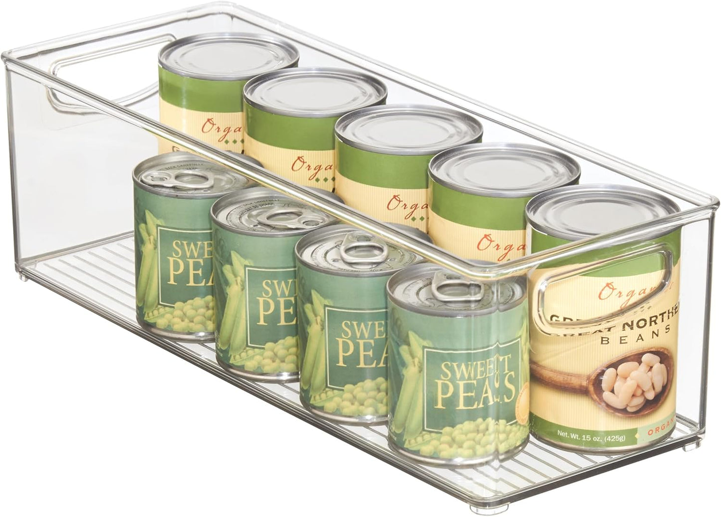 iDesign Plastic Stackable Pantry Bin - Storage Bin with Handles for Cabinets or Fridge - Set of 4 - Clear
