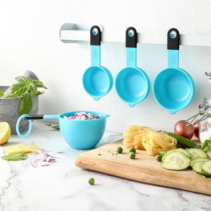 Spring Chef Magnetic Measuring Cups and Spoons Set of 9, Nesting Kitchen Tool with Easy to Read Markings for Measuring Dry or Liquid Ingredient, BPA Free, Black