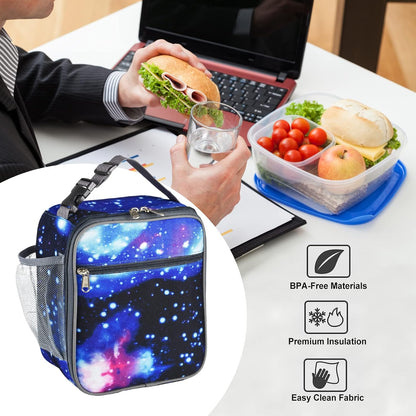 Insulated Lunch Bag, Leakproof Portable Lunch Box for Women Men Boys Girls, Large Capacity Cooler Bag with Handle and Bottle Pocket for Office School Camping Hiking Outdoor Beach Picnic (Black)