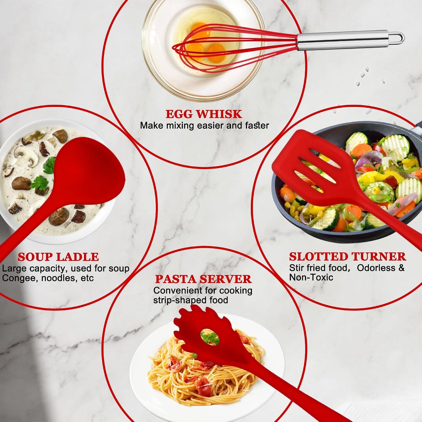 E-far 10 Pieces Silicone Cooking Utensils Set, Heat Resistant Kitchen Utensil Set for Nonstick Cookware, Kitchen Cooking Tools with Spatula, Spoon, Slotted Turner, Non-Toxic & Dishwasher Safe (Khaki)