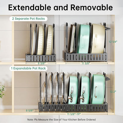 ORDORA Pots and Pans Organizer Under Cabinet 16.6", 8-Tier Adjustable Rack