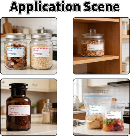 HUOJI 300pcs Removable Food Labels, 1'' x 3'' Date Stickers for Freezer, Refrigerator Food Containers, No Residue(2 Rolls, 2 Colors)