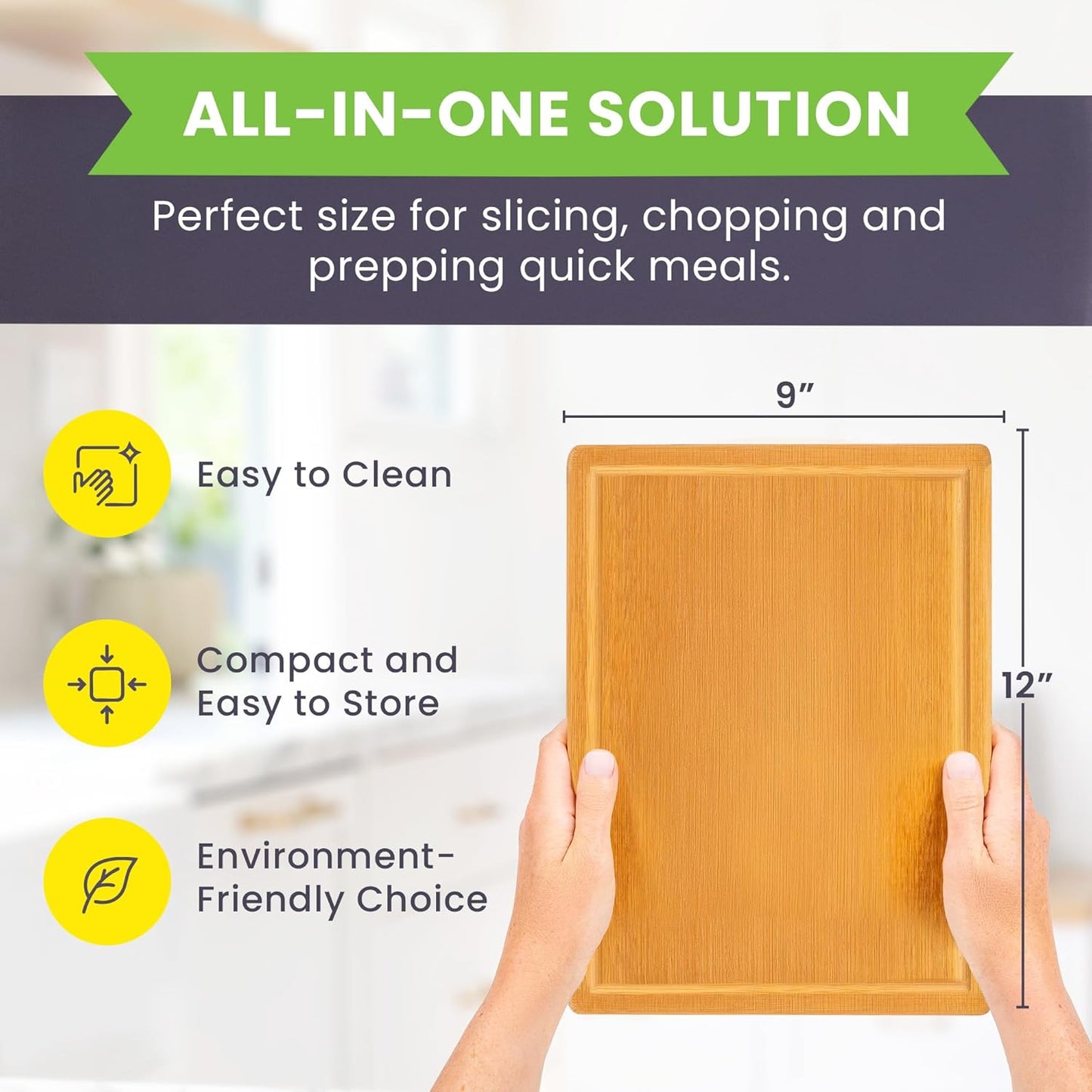 Greener Chef Luxury Bamboo Cutting Board Set of 3 with Glue-Free Surface Technology - Extra Spacious Wood Cutting Boards for Kitchen and XL Chopping Board Set - Replacements for Life
