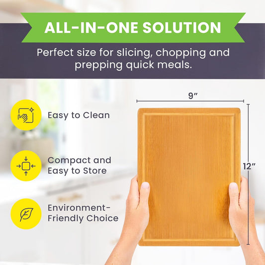 Greener Chef Luxury Bamboo Cutting Board Set of 3 with Glue-Free Surface Technology - Extra Spacious Wood Cutting Boards for Kitchen and XL Chopping Board Set - Replacements for Life