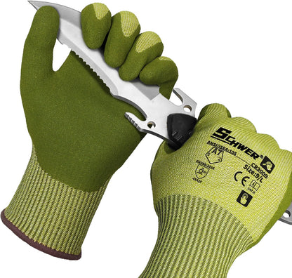 Schwer 2 Pairs A7 Cut Resistant Work Gloves, Touchscreen, CR3027, L