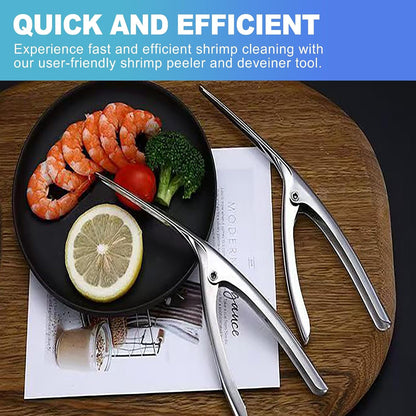 CoguZed 2-Piece Stainless Steel Shrimp Deveiner and Peeler Tool Set, Designed for Efficient Shelling and Cleaning of Seafood