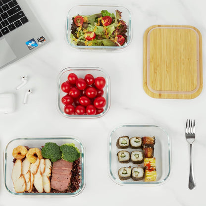 Vtopmart 5 Pack 35oz Glass Containers with Bamboo Lids, Meal Prep Food Storage Containers, BPA Free, Microwave & Dishwasher Safe