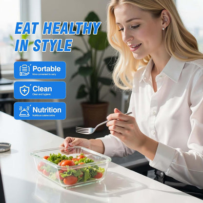 10-Pack Meal Prep Containers with Snap Locking Lids, Glass Airtight Lunch, Food Storage Containers, Microwave, Oven, Freezer and Dishwasher Friendly, Gray