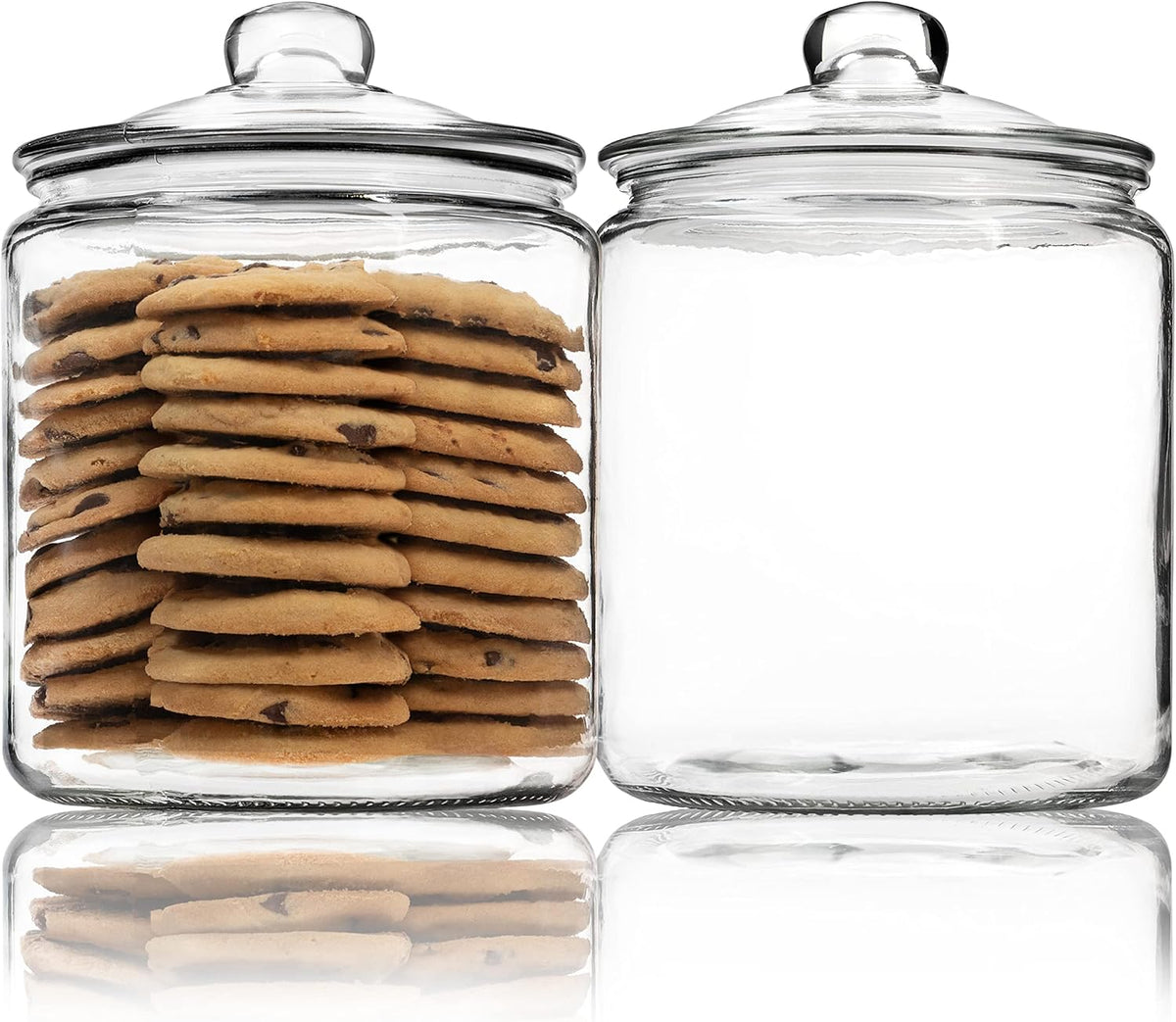 1 Gallon Glass Cookie Jar with Lid – Glass Jar with Lid - Airtight Food Storage Container for Cookies, Candy, Flour, Dog Treats – Clear Large Kitchen Jar for Pantry - Glass Containers with Lids