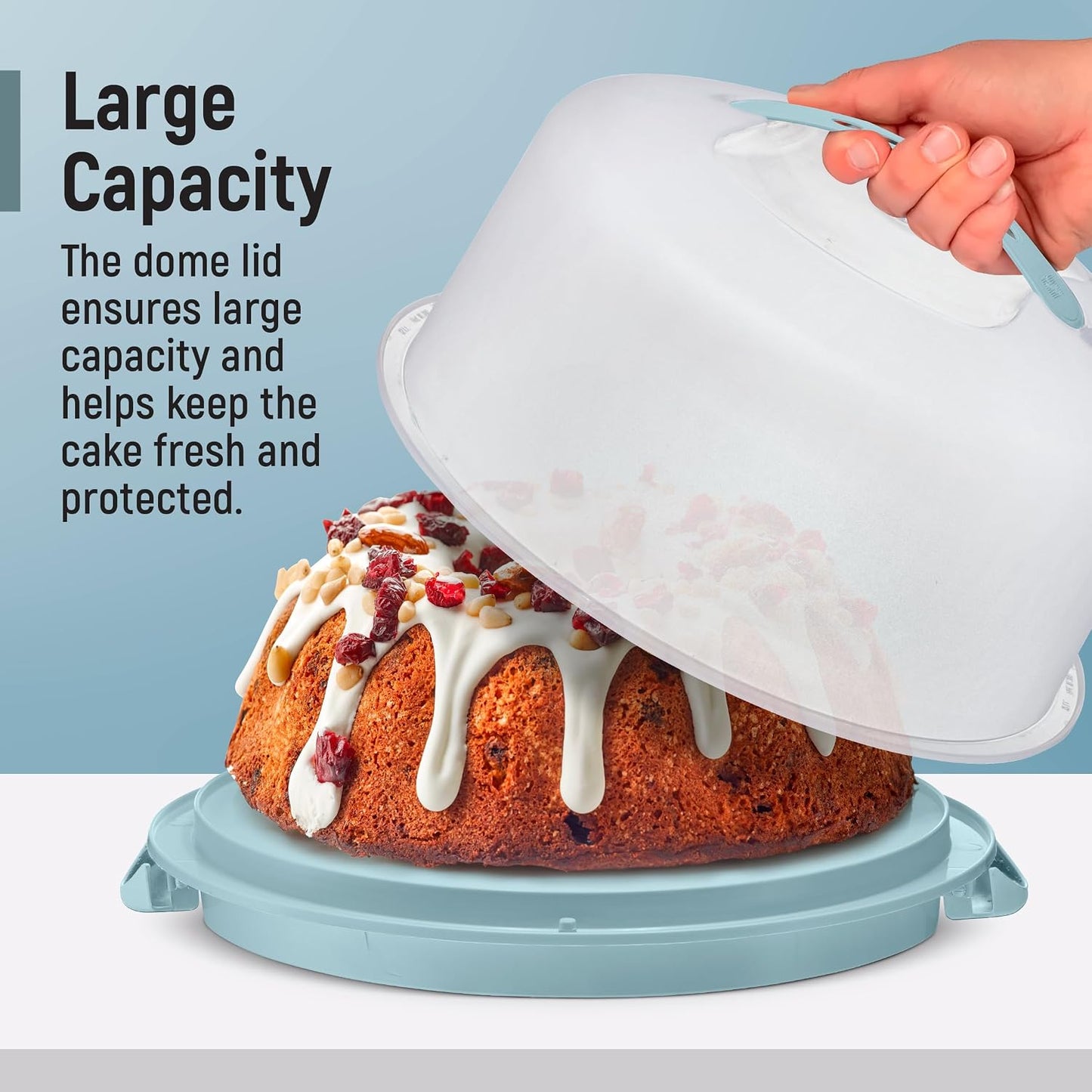 Tribello Extra Large Cake Storage Container, Cake Carrier With Handle Holds Cake 12 X 12 X 5 (Being)