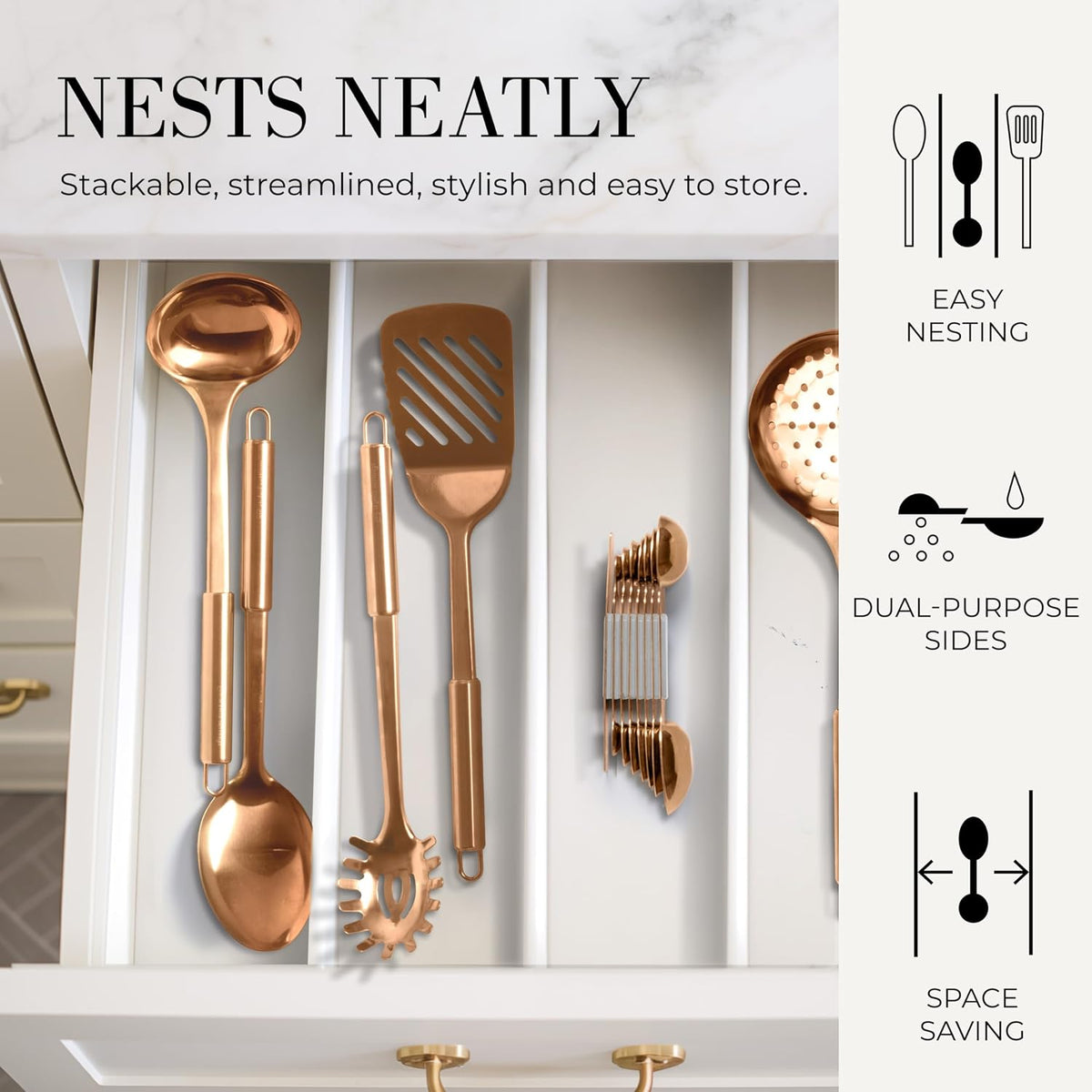 Styled Settings Stainless Steel Magnetic Measuring Spoons Set, 8-Piece