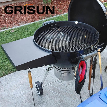 GRISUN Grill Table Shelf and Lid Holder for Weber Kettle Grills 22 Inches, Charcoal Grill Side Table Shelf and Slide a Side Lid Prop, Charcoal Grill Accessories for Weber, (Grill No Included)
